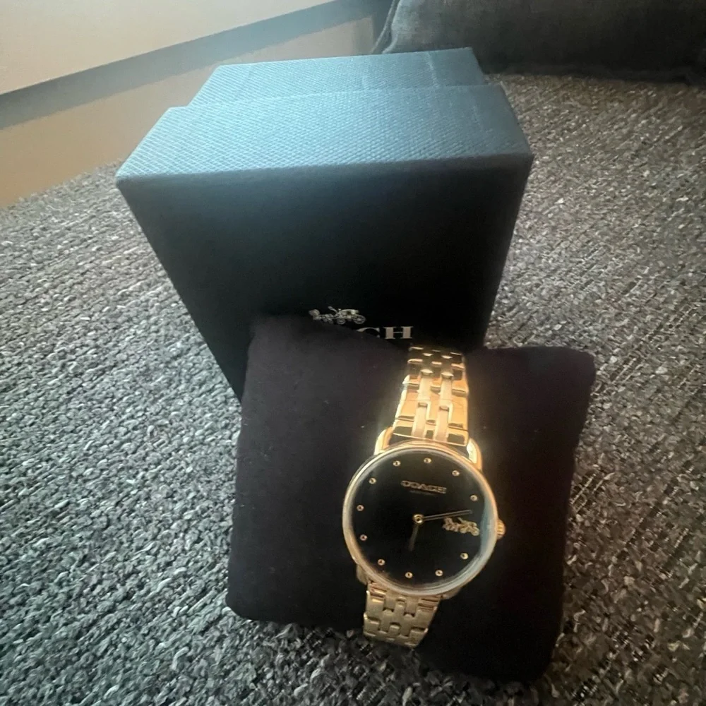 Coach Gold and Black Women's Bracelet Watch